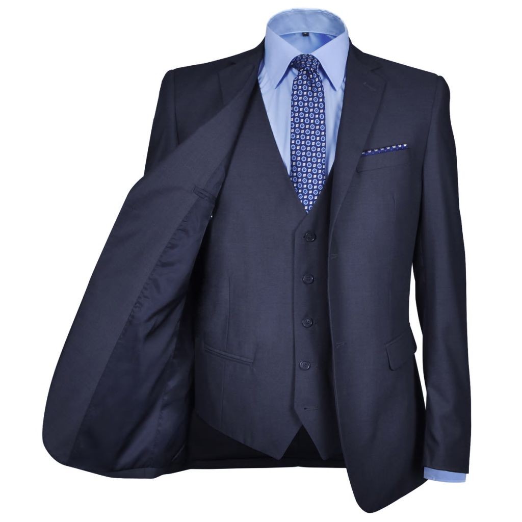 Three Piece Men’s Business Suit Size 52 Navy Blue